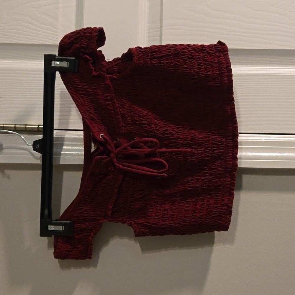Aeropostale - Dark Red Smocked Crop-top - Medium